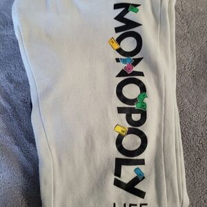 OFF WHITE UNISEX ADULT MONOPOLY JOGGERS GOOD USED CONDITION SIZE MEDIUM GAMES